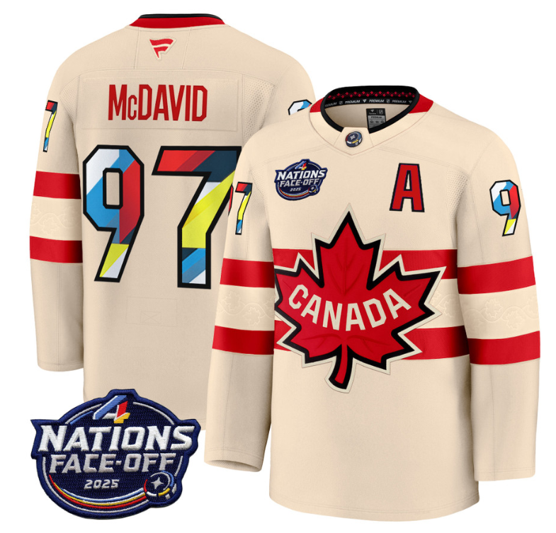 Men's Connor McDavid Jersey #97 Canada 4 Nations Face-Off 2025 V2 Stitched Cream