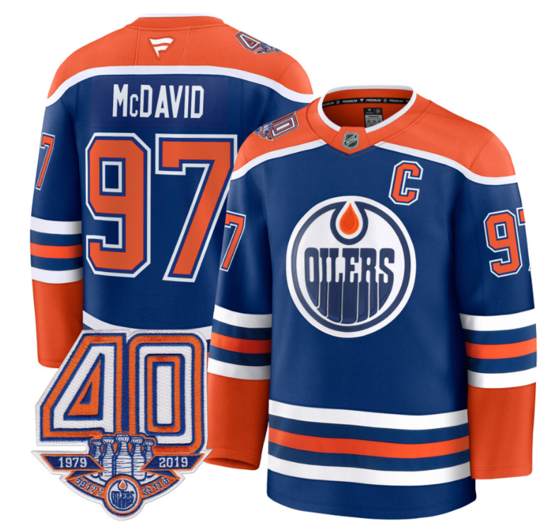 Men's Connor McDavid Jersey #97 Edmonton Oilers 40th Anniversary Stitched Home