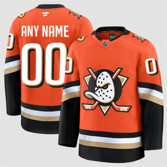 Men's Custom Anaheim Ducks Jersey Name, Number 2025 Home Orange Stitched