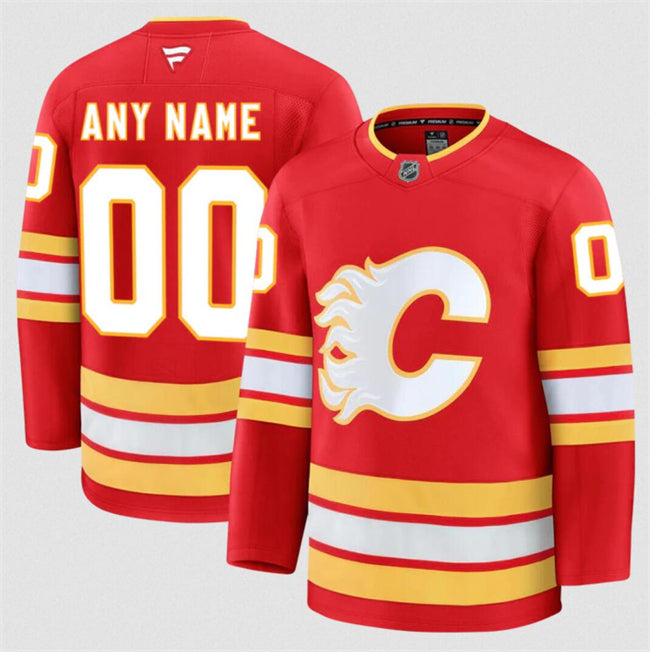 Men's Custom Calgary Flames Jersey Name, Number 2025 Home Red Stitched