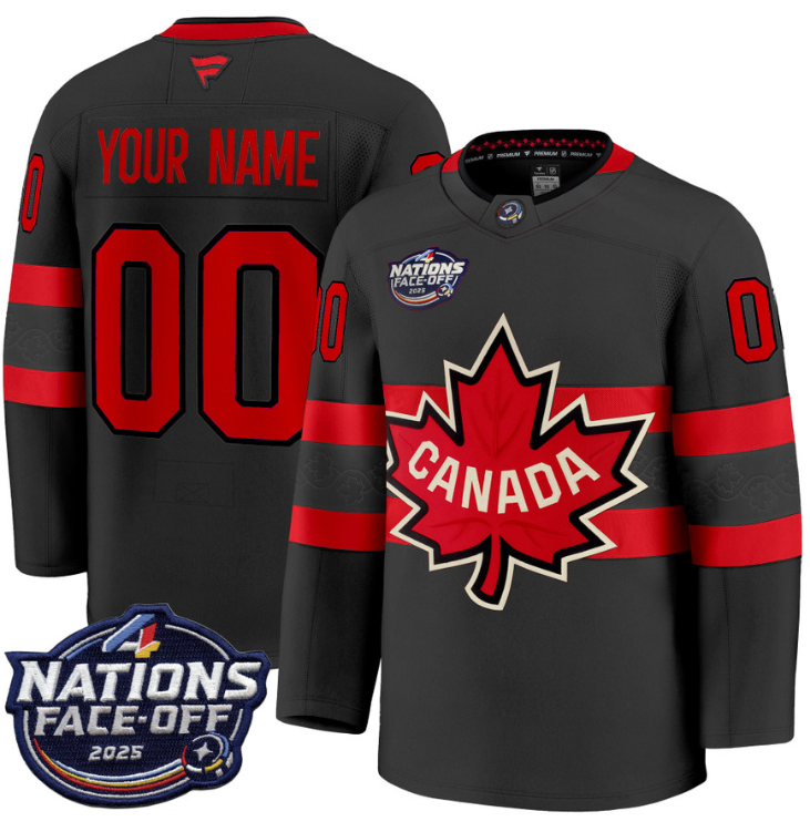 Men's Custom Canada Jersey 4 Nations Face-Off 2025 Premium All Stitched Black