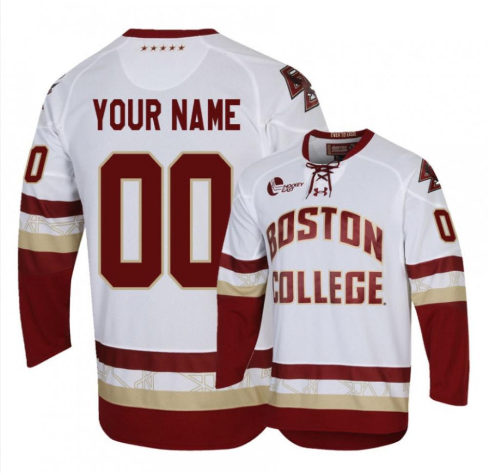 Men's Custom Jersey Boston College Eagles Hockey All Stitched White