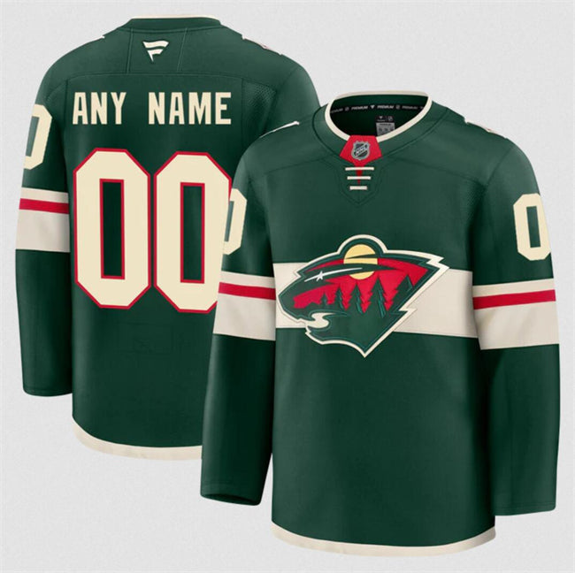 Men's Custom Minnesota Wild Jersey Name, Number 2025 Home Green