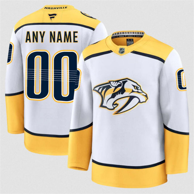Men's Custom Nashville Predators Jersey Name, Number 2025 Away White