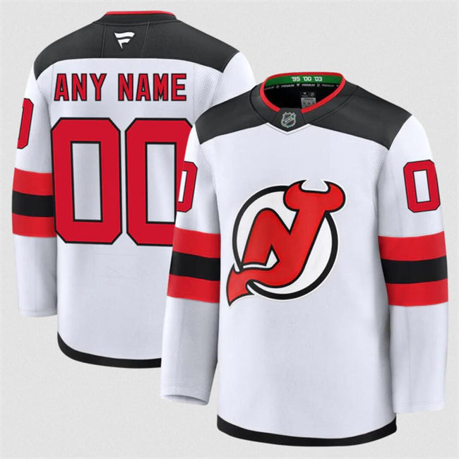 Men's Custom New Jersey Devils Jersey Name, Number 2025 Away White