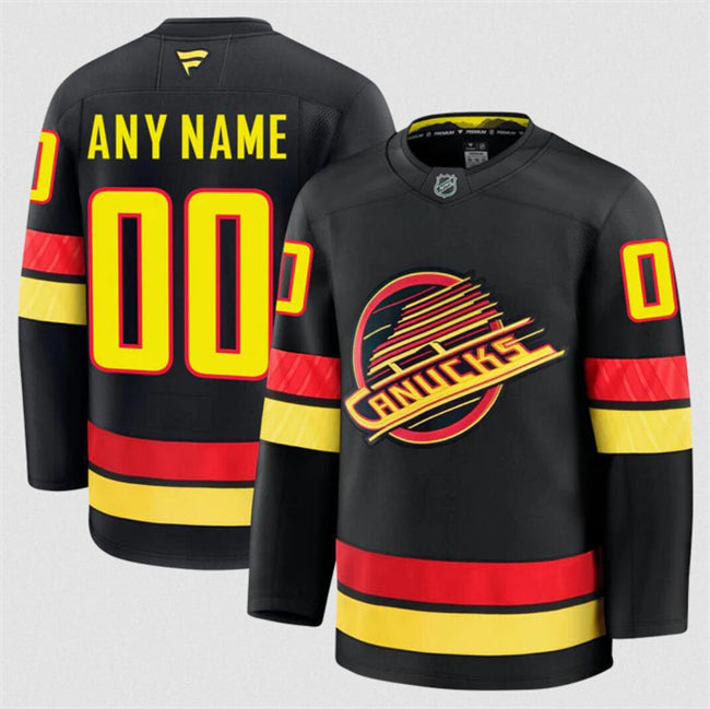 Men's Custom Vancouver Canucks Jersey Name, Number 2025 Alternate Black