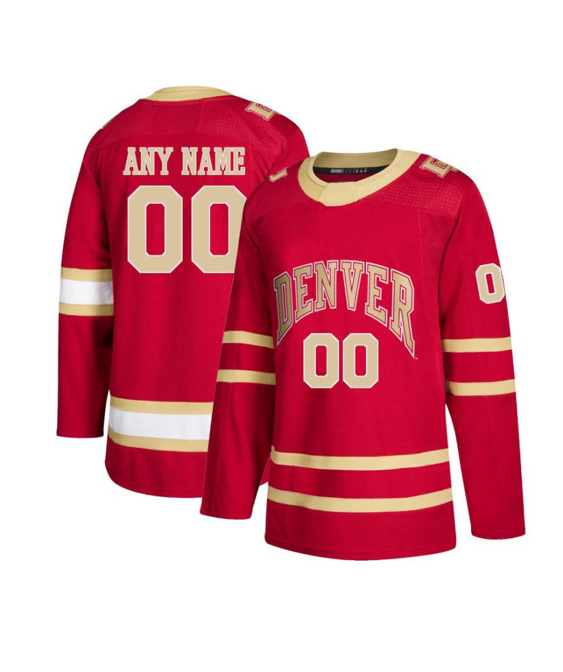Men's Denver Pioneers Custom Red Hockey Jersey