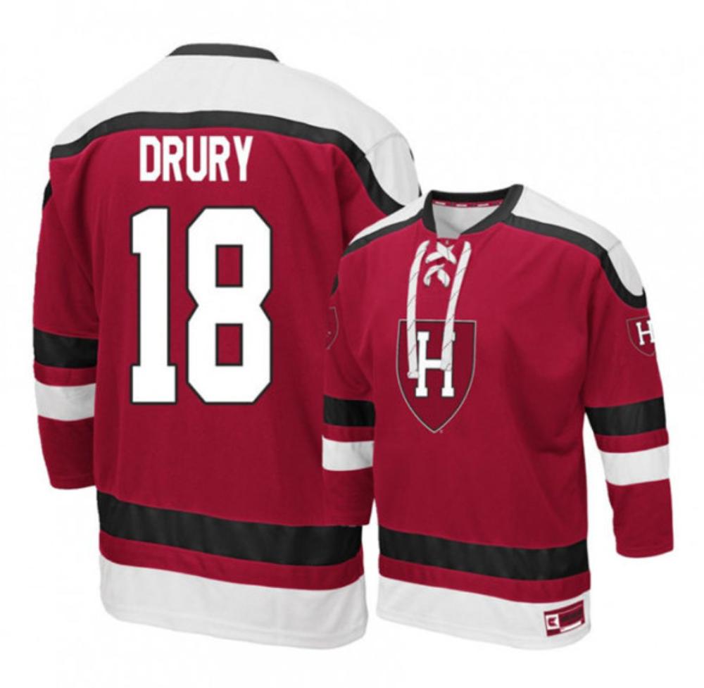 Men's Harvard Crimson #18 Jack Drury Stitched College Hockey Jersey
