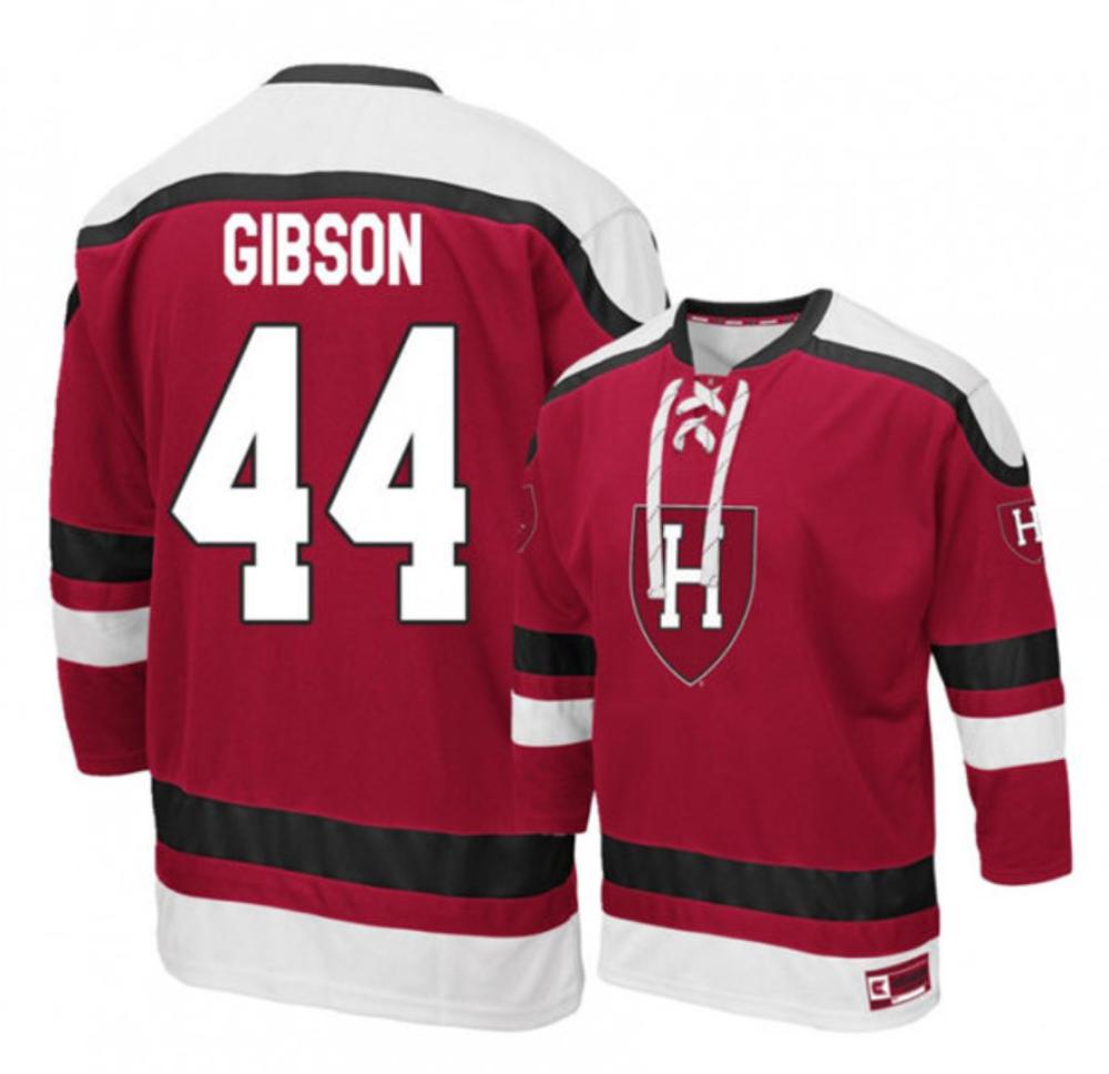 Men's Harvard Crimson #44 Mitchell Gibson Stitched College Hockey Jersey