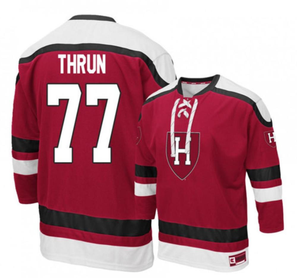 Men's Harvard Crimson #77 Henry Thrun Stitched College Hockey Jersey