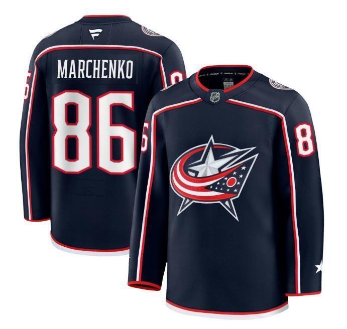 Men’s Kirill Marchenko Jersey #86 Columbus Blue Jackets Navy All Stitched