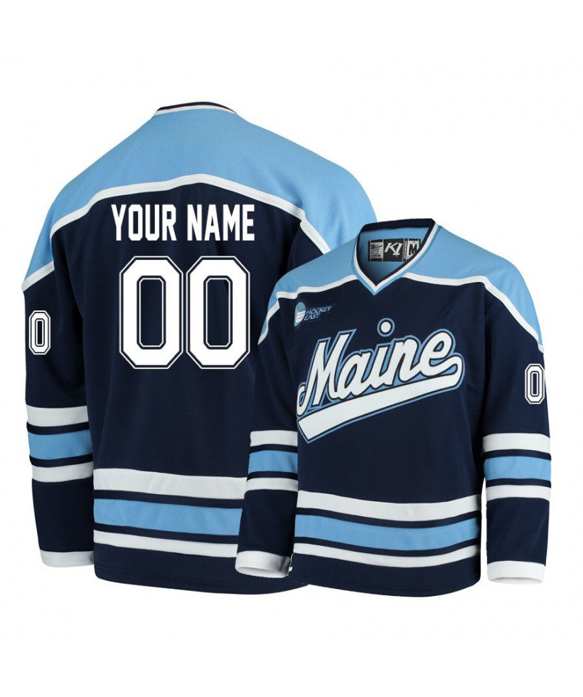 Men's Maine Black Bears Navy Blue Custom Hockey Jersey