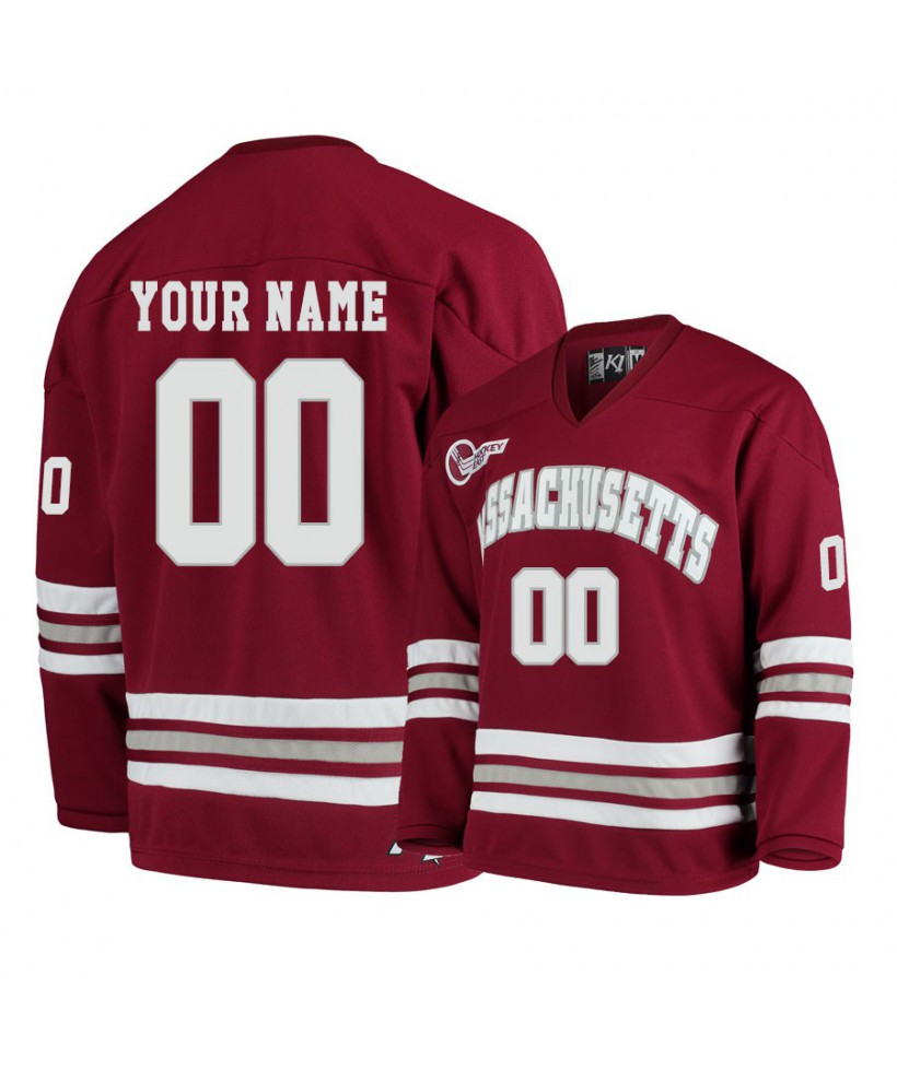Men's Massachusetts Minutemen Red Custom Hockey Jersey
