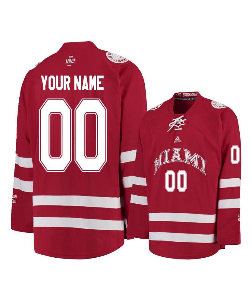 Men's Miami University RedHawks Red Custom Hockey Jersey