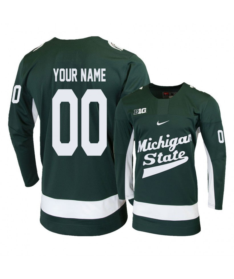 Men's Michigan State Spartans Green Custom Hockey Jersey