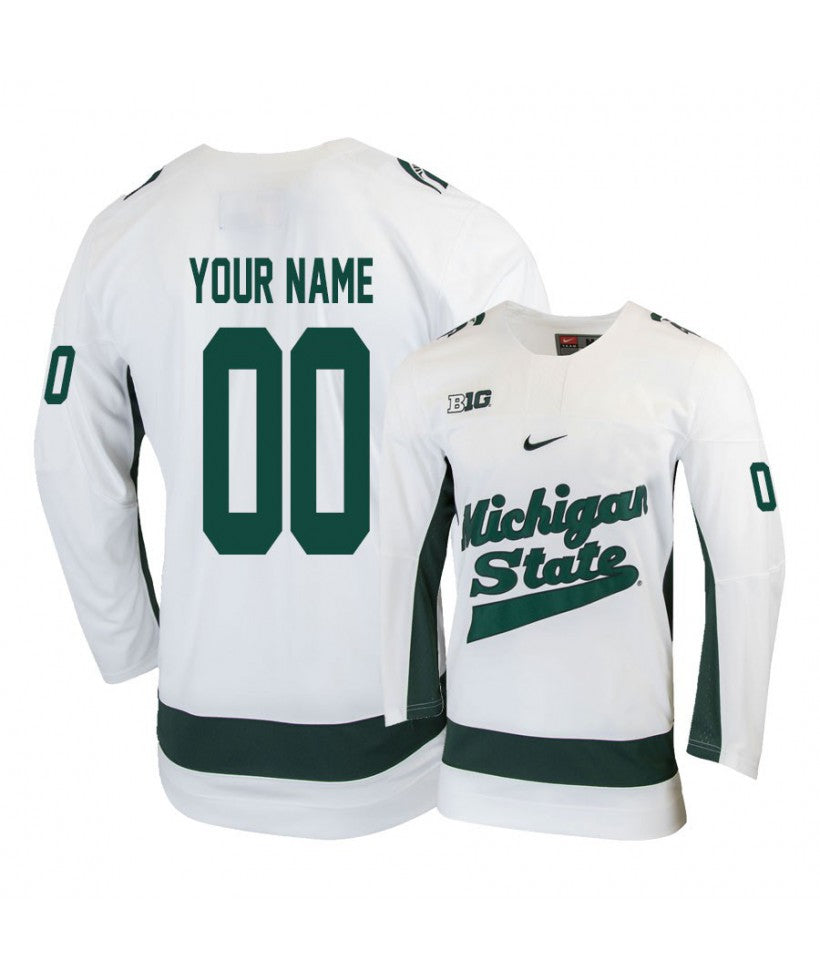 Men's Michigan State Spartans White Custom Hockey Jersey