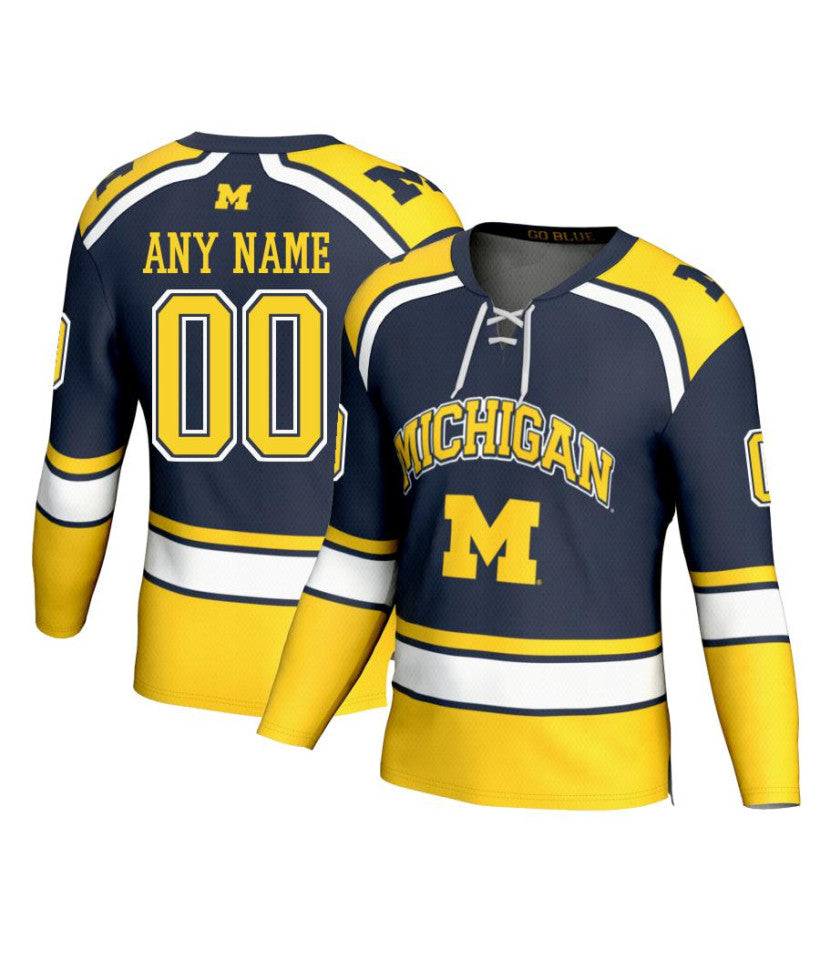 Men's Michigan Wolverines Custom Navy Fashion Hockey Jersey