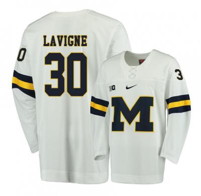 Men's Michigan Wolverines H. Lavigne #30 College Hockey Stitched White Jersey