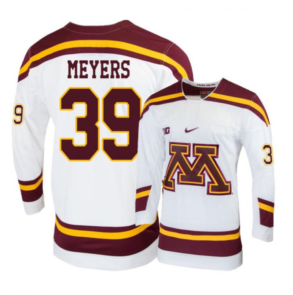 Men's Minnesota Golden Gophers #39 Ben Meyers Hockey All Stitched White Jersey (Copy)