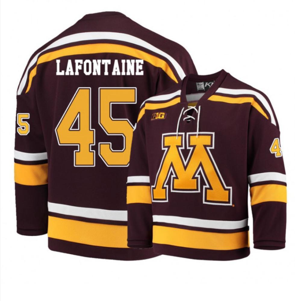Men's Minnesota Golden Gophers #45 Jack LaFontaine Hockey Stitched Maroon Jersey