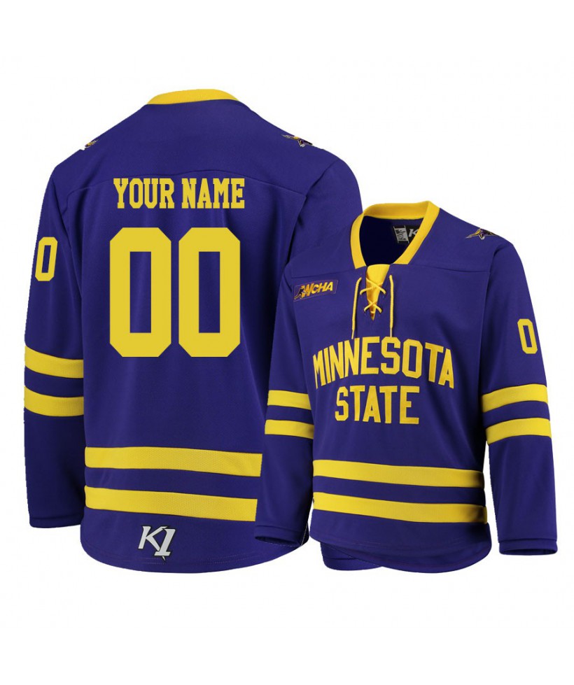 Men's Minnesota State University Mankato Purple Custom Hockey Jersey