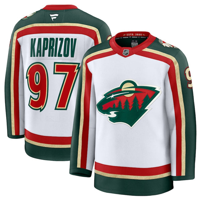 Men's Minnesota Wild #97 Kirill Kaprizov Jersey White 2025 25th Anniversary Stitched