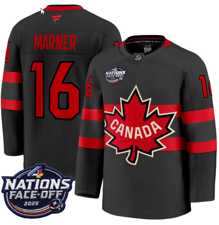 Men's Mitch Marner Jersey #16 Canada 4 Nations Face-Off 2025 Stitched Black