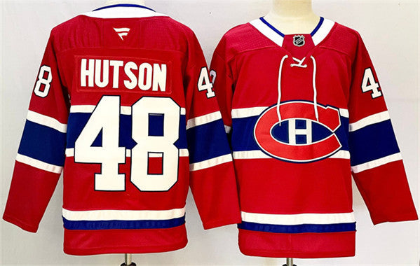 Men's Montreal Canadiens #48 Lane Hutson Jersey Red 2024-25 Stitched