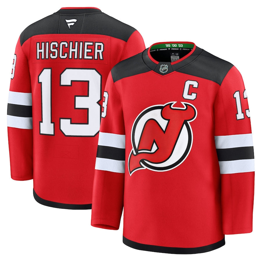 Men's New Jersey Devils #13 Nico Hischier Home Premium Jersey Red