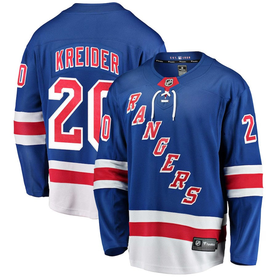 Men's New York Rangers #20 Chris Kreider Home Premier Breakaway Player Jersey Blue