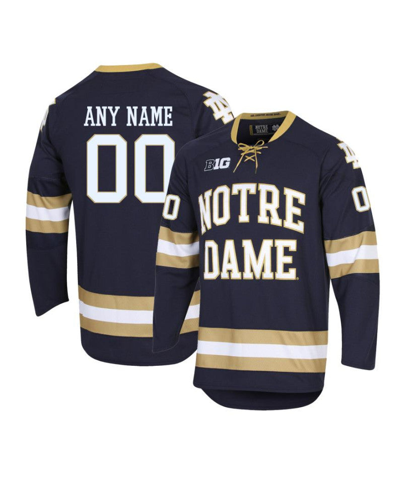 Men's Notre Dame Fighting Irish Custom Navy Hockey Jersey