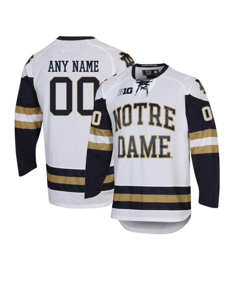 Men's Notre Dame Fighting Irish Custom White Hockey Jersey