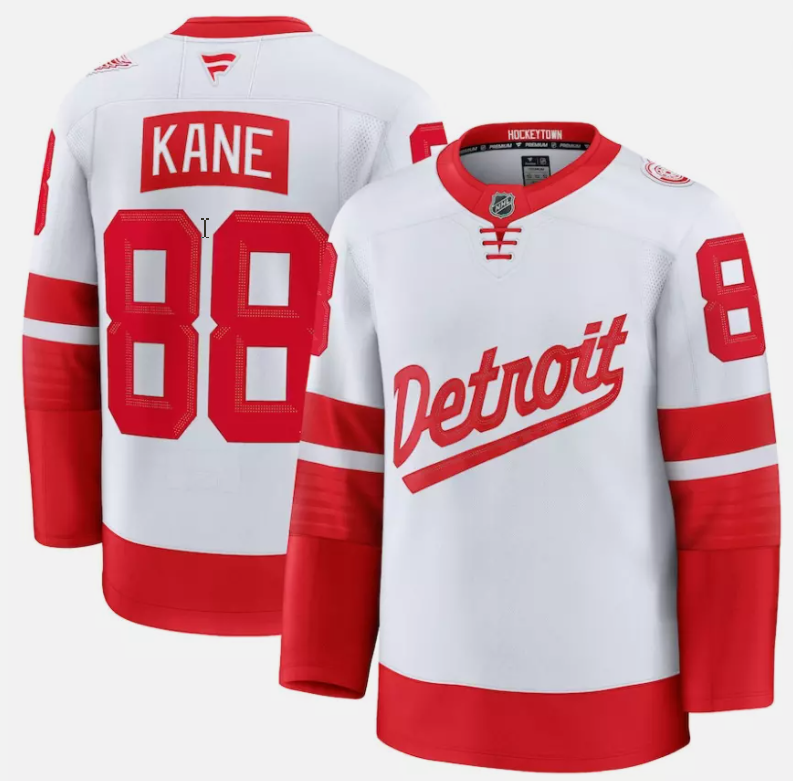 Men's Patrick Kane Jersey #88 Detroit Red Wings White 2025 Stadium Stitched