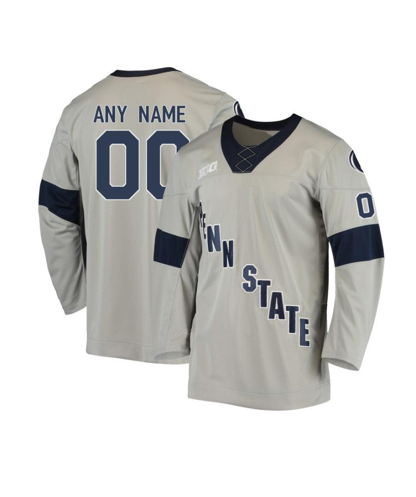 Men's Penn State Nittany Lions Custom Gray Hockey Jersey