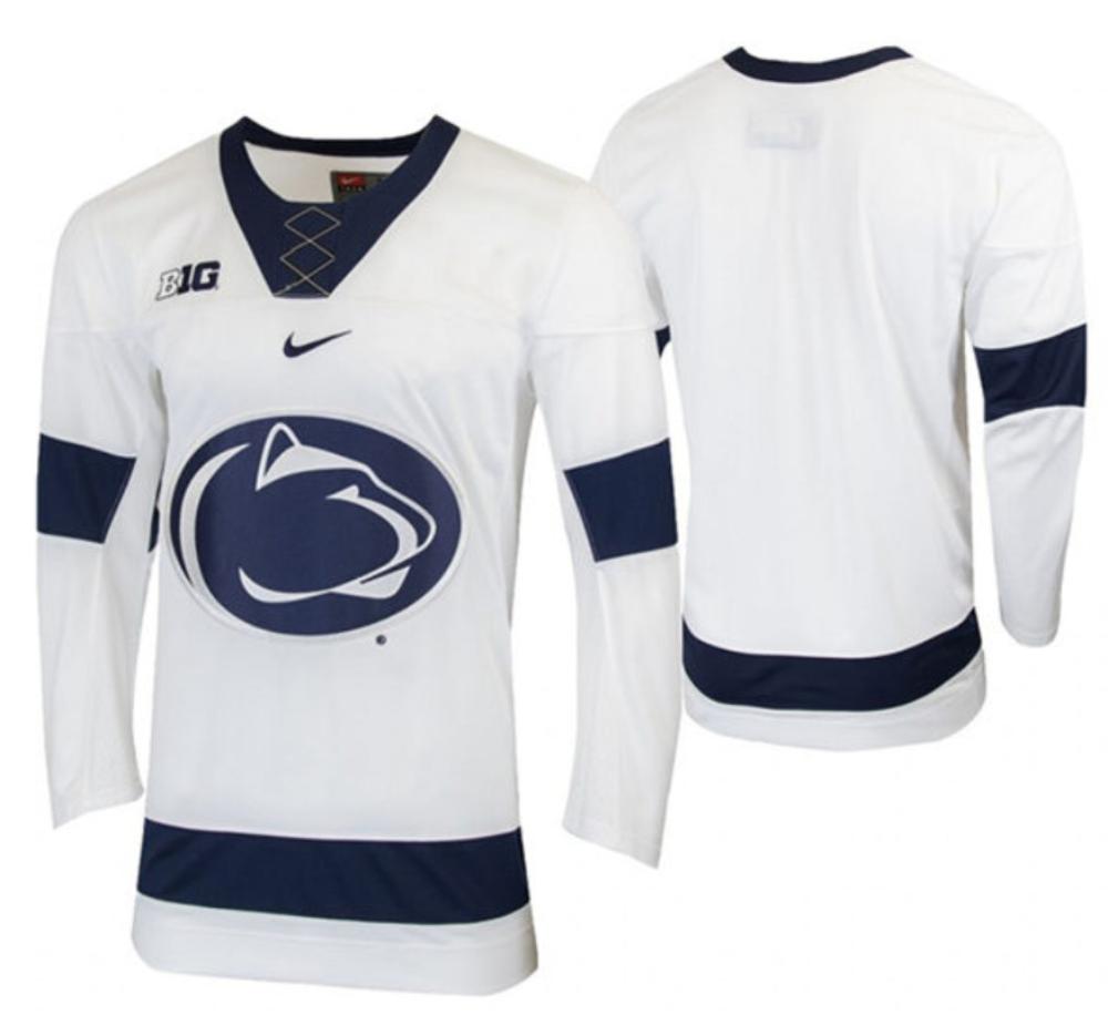 Men's Penn State Nittany Lions Custom Stitched White Hockey Jersey