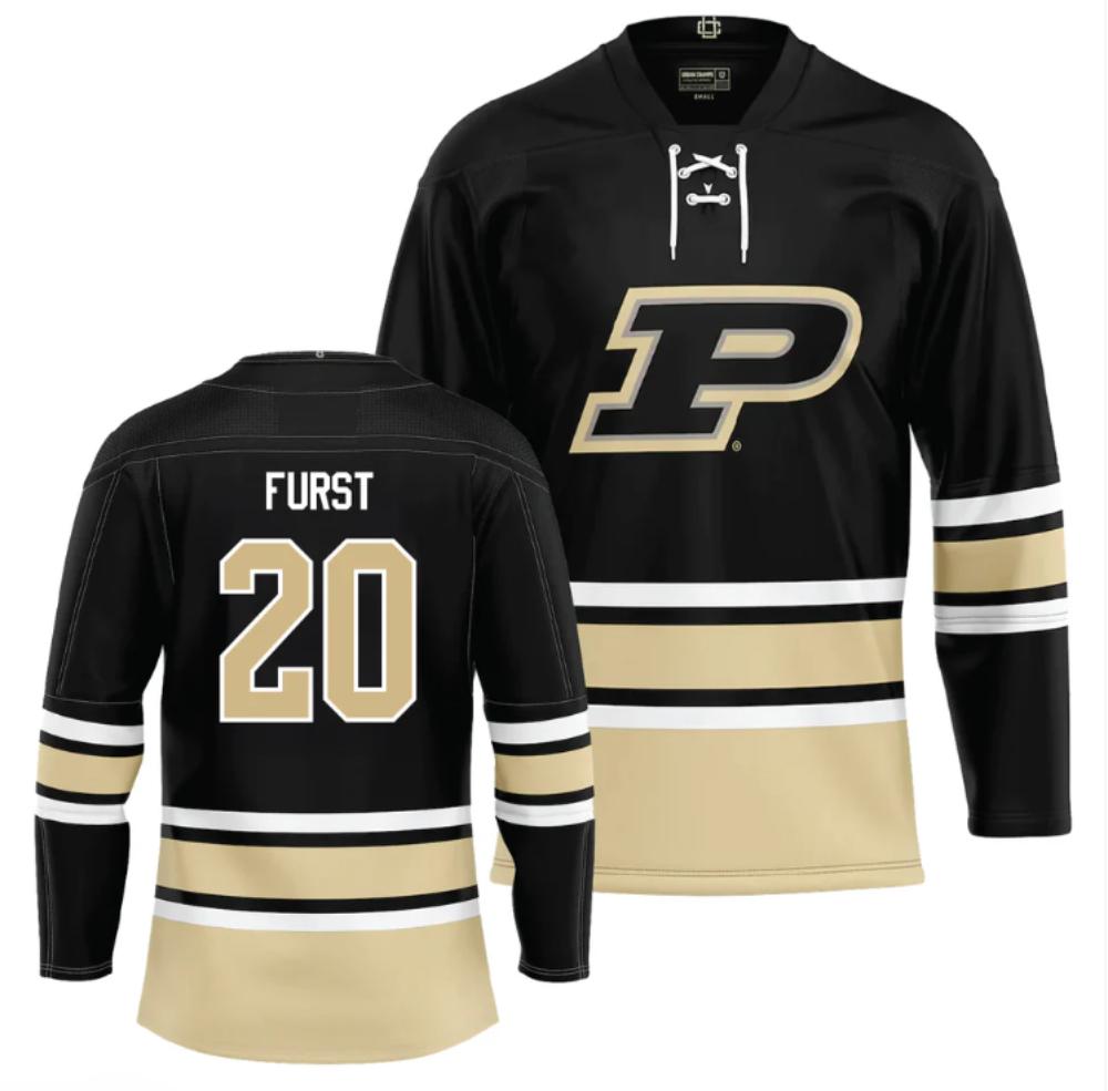 Men's Purdue Boilermakers Joshua Furst Jersey #20 Ice Hockey Black all Stitched