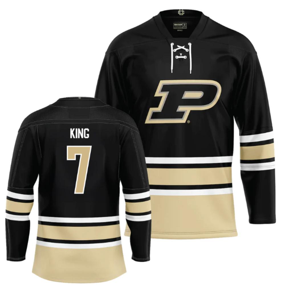 Men's Purdue Boilermakers Sam King Jersey #7 Ice Hockey Black all Stitched