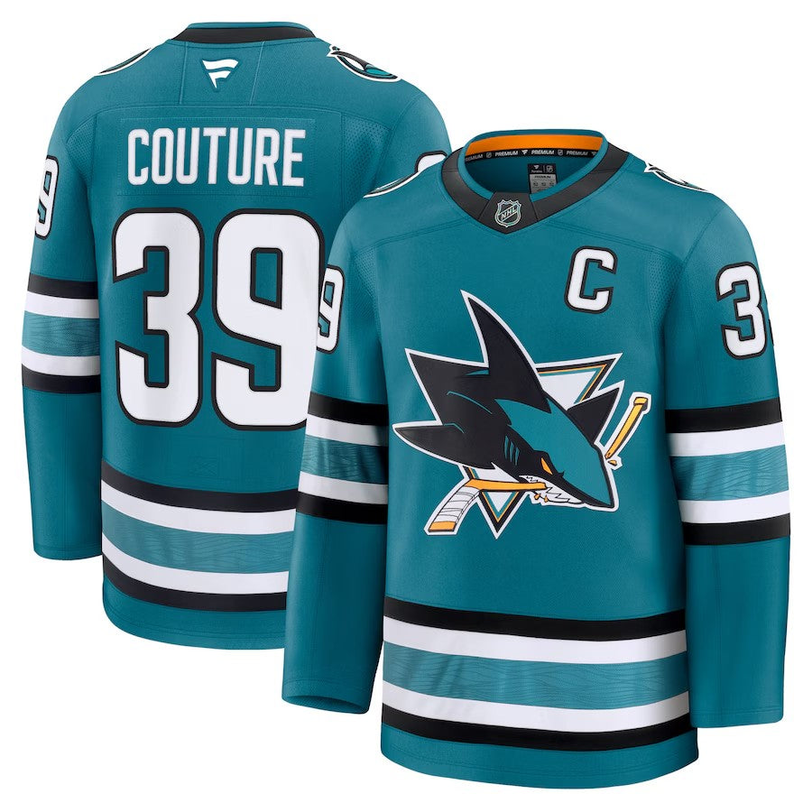 Men's San Jose Sharks #39 Logan Couture Home Premium Jersey Teal