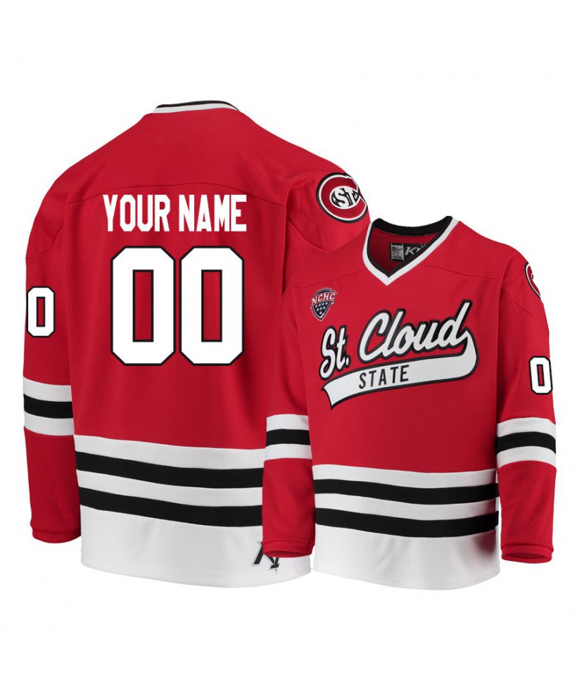 Men's St. Cloud State Huskies Red Custom Hockey Jersey