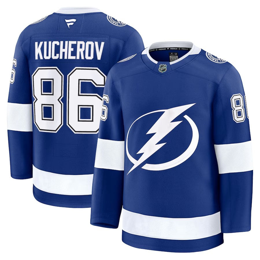 Men's Tampa Bay Lightning #86 Nikita Kucherov Home Premium Jersey - Blue