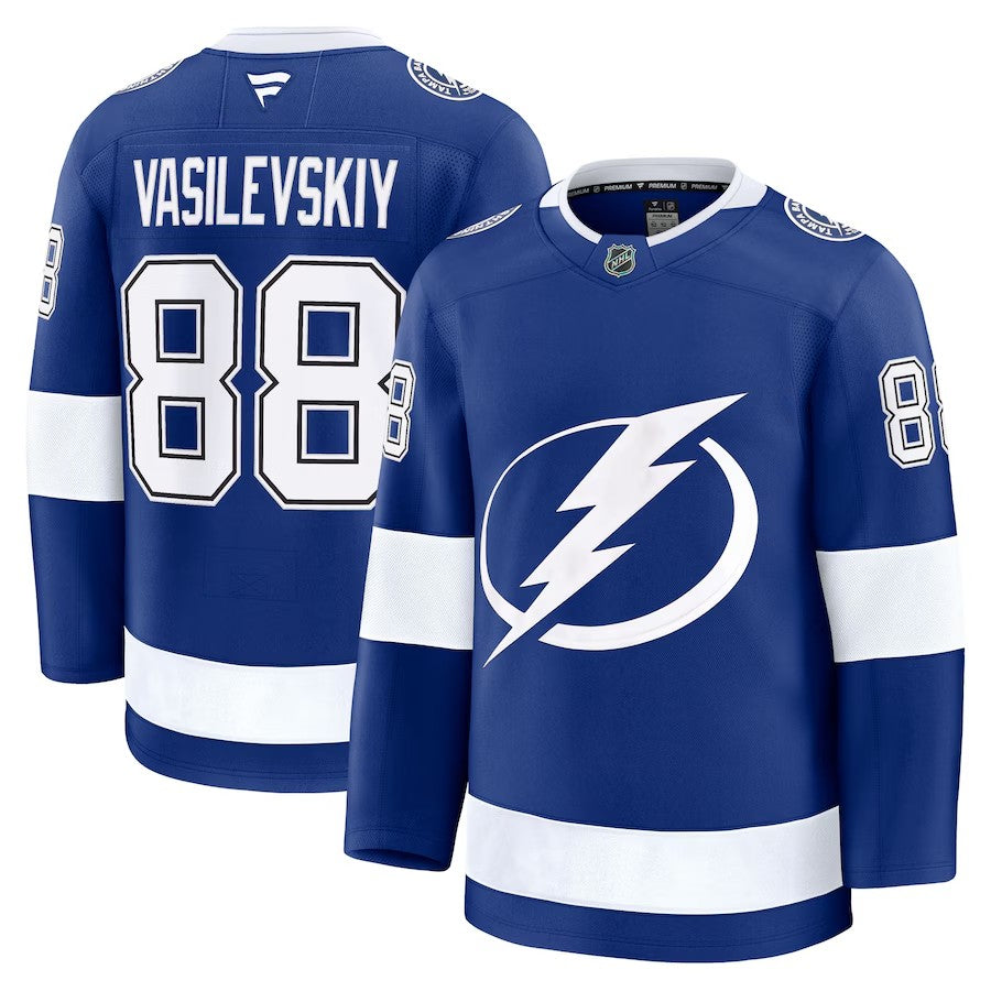 Men's Tampa Bay Lightning #88 Andrei Vasilevskiy Home Premium Jersey Blue