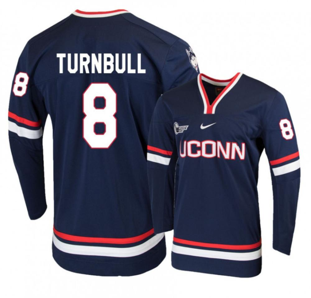 Men's UConn Huskies #8 Carter Turnbull College Hockey All Stitched Navy Jersey (Copy)