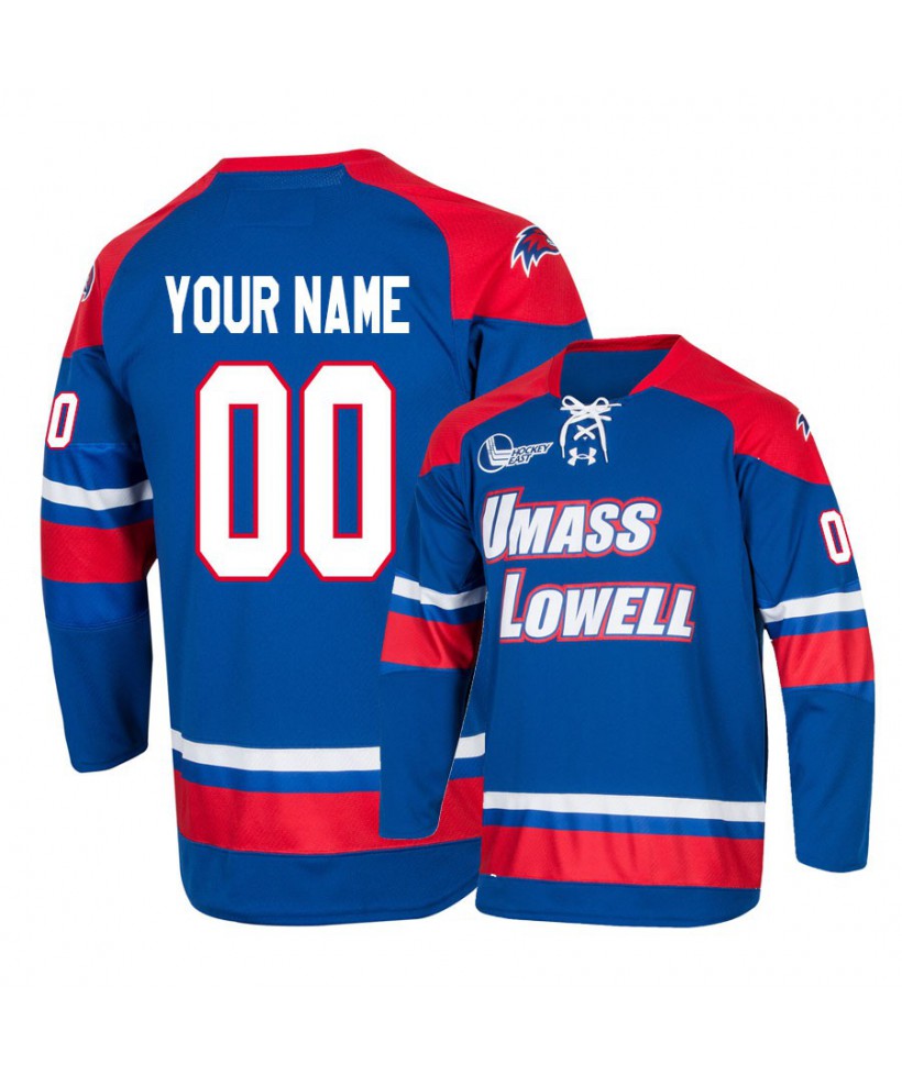 Men's UMass Lowell River Hawks Blue Custom Hockey Jersey