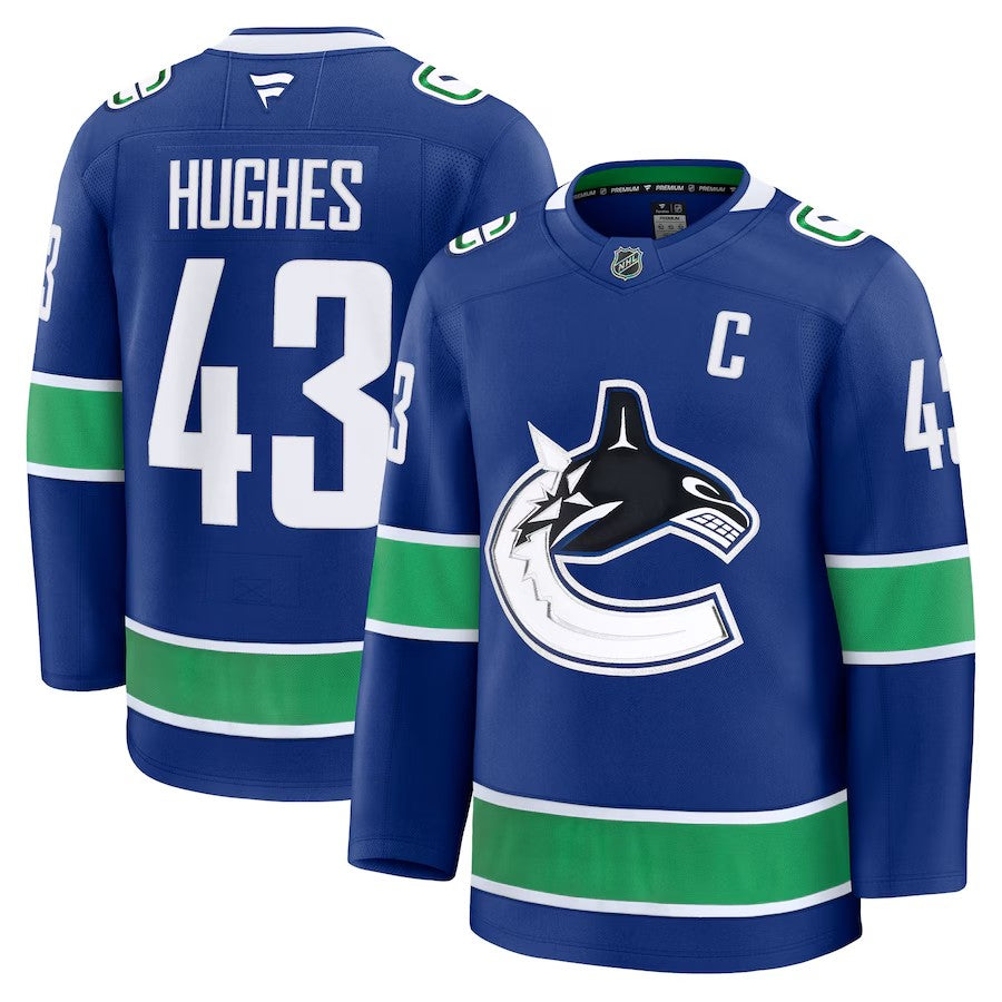 Men's Vancouver Canucks #43 Quinn Hughes Home Jersey Blue