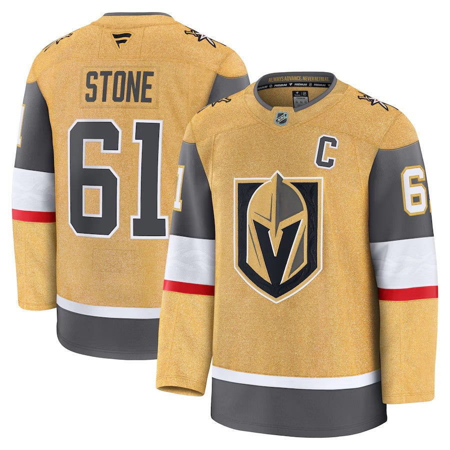 Men's Vegas Golden Knights #61 Mark Stone Home Premium Jersey Gold