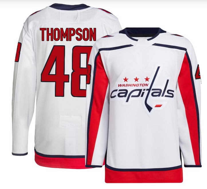 Men's Washington Capitals #48 Logan Thompson Authentic White Away Jerseyư