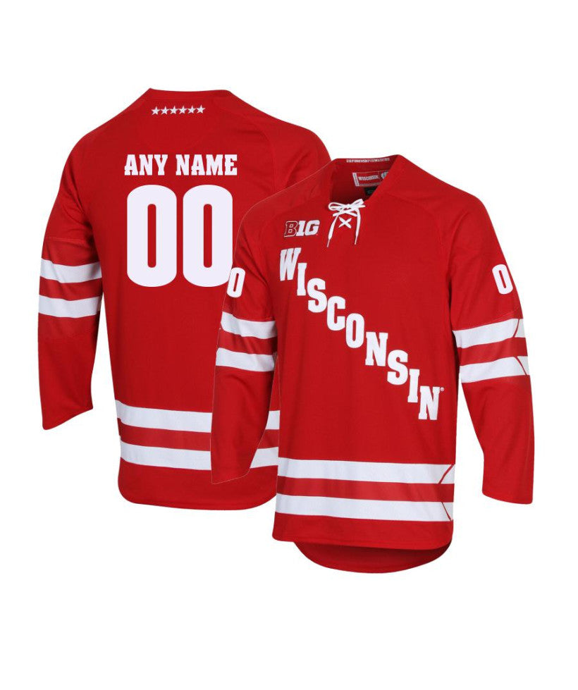 Men's Wisconsin Badgers Custom Red Hockey Jersey