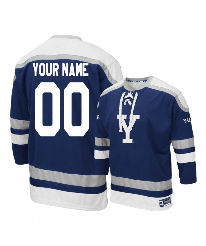Men's Yale Bulldogs Navy Custom Hockey Jersey