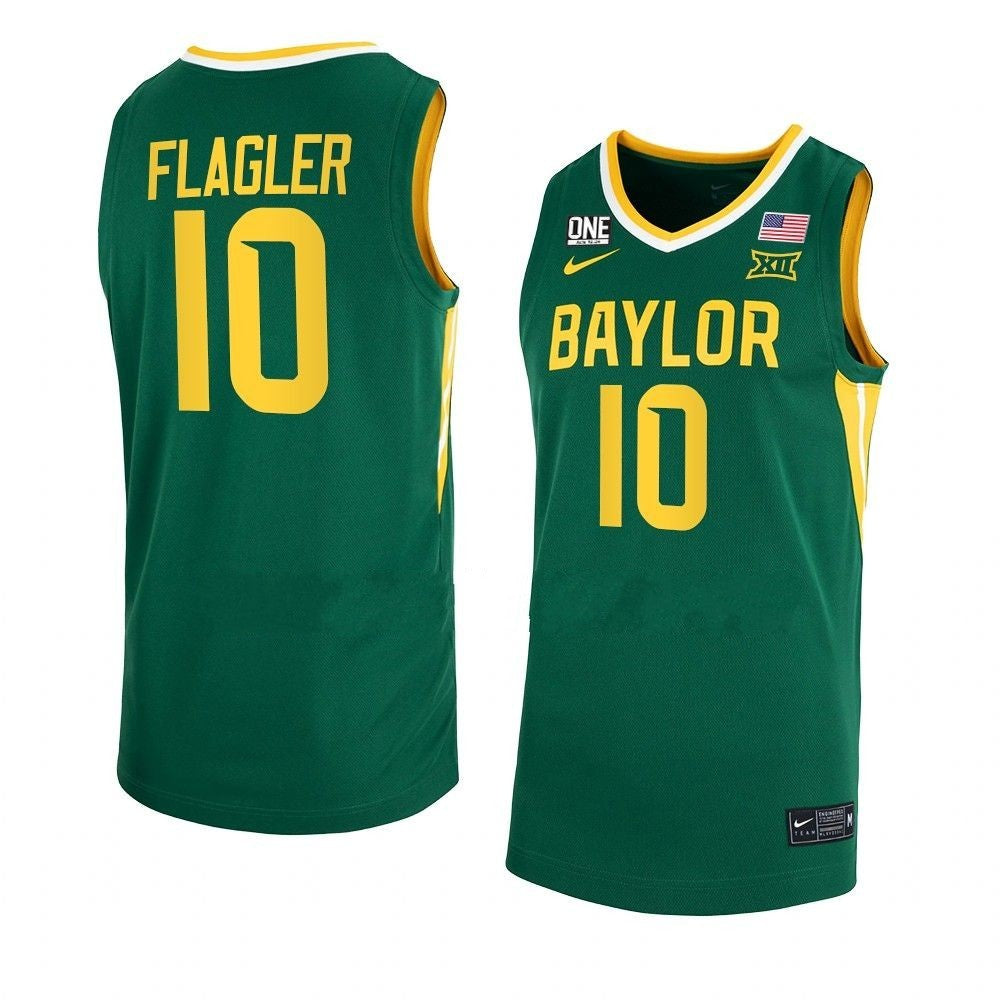 Men's #10 Adam Flagler Jersey Baylor Bears College Basketball Jerseys White