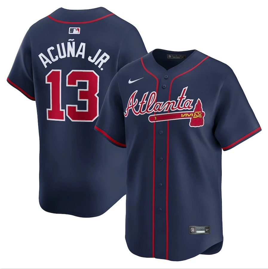 Men's #13 Ronald Acuña Jr. Limited Limited Player titched Jersey Navy